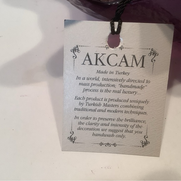 Akcam Glass Bowl Iridescent Frosted Leaf Shape Art Handmade Turkey Green Purple - Picture 9 of 14